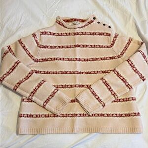 Cabbages and Roses Striped Wool Cream and Red Women's Sweater